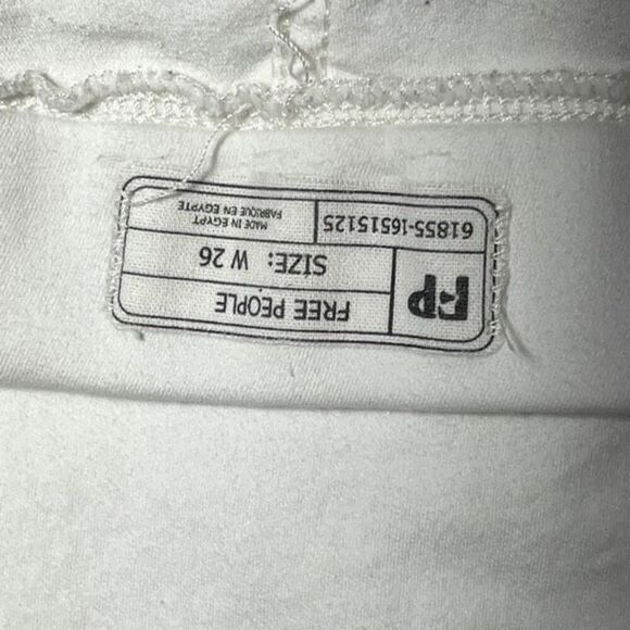 Free People White Cropped High Rise Skinny Raw Hem Ankle Pants Size 26 - Picture 3 of 3